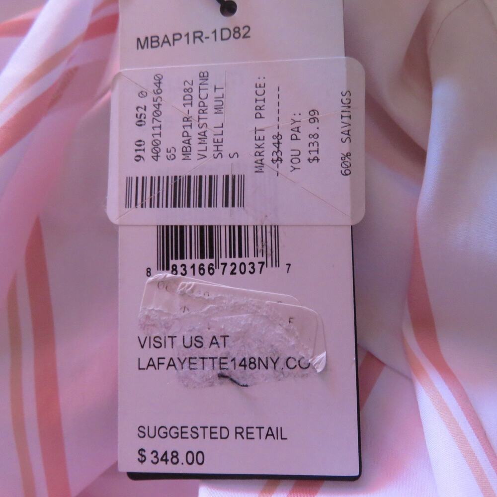 NWT Lafayette 148 New York White Pink Stripe Blouse S Women's - Picture 11 of 11